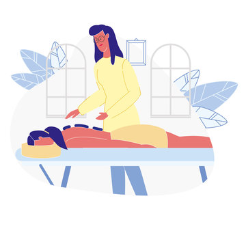 woman receiving hot stone massage spa setting clip art preview