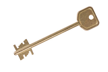 golden key from the lock isolated on white background