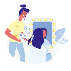 Woman at Hairdressing Salon Flat Illustration