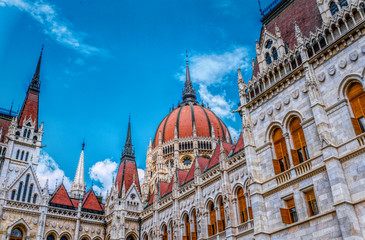 Fototapeta premium Gothic old building of the Hungarian parliament, Budapest 