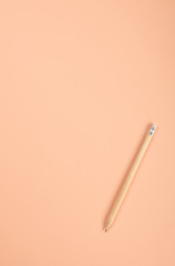 A pencil on the pastel colored paper background with copy space