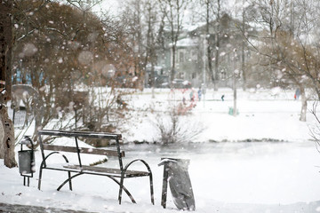 Winter landscape of country fields and roads