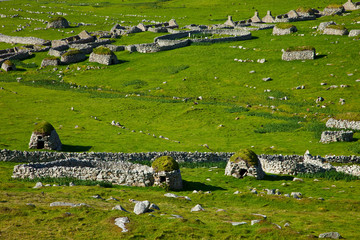 Pueblo de St. Kilda. Village Bay. Isla St. Kilda. Outer Hebrides. Scotland, UK