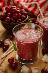 cherry smoothie with ice for magazines and articles