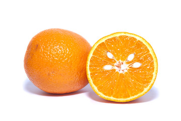Oranges on a white background. Fruit peaches. cinnamon.