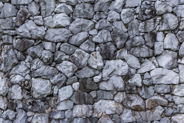Pattern gray color decorative uneven cracked real stone wall surface with cement