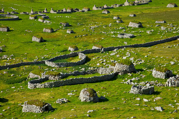 Pueblo de St. Kilda. Village Bay. Isla St. Kilda. Outer Hebrides. Scotland, UK