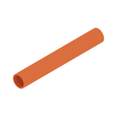 Orange sanitary pvc pipe isolated on white background isometric view
