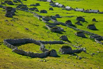 Pueblo de St. Kilda. Village Bay. Isla St. Kilda. Outer Hebrides. Scotland, UK