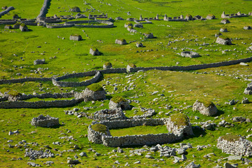 Pueblo de St. Kilda. Village Bay. Isla St. Kilda. Outer Hebrides. Scotland, UK