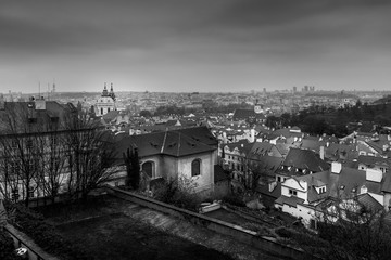 Prague, View Point, Black and White, Cityscape