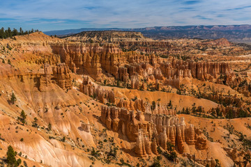 A sweeping panoramic view of the stunning Bryce Canyon with it's amazing limestone hoodoos with various shades of oranges and reds.