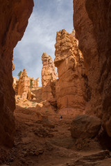 The stunning Bryce Canyon with the amazing limestone hoodoos with various shades of oranges and reds.