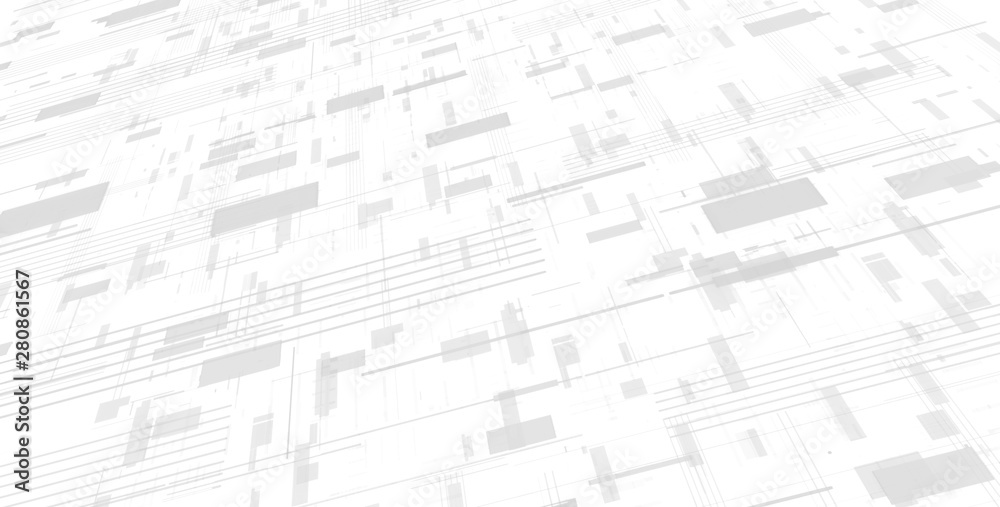 Wall mural 3d rendering of abstract polygonal space low poly rectangle geometry and lines on half tone white ba