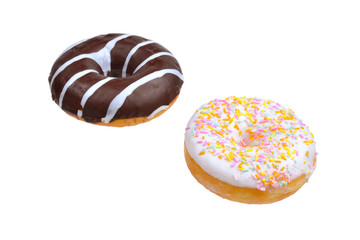 Sweet tasty donut isolated on white.