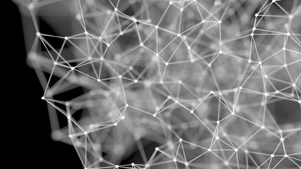 Abstract white geometrical background with lines and dots