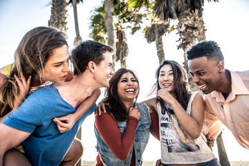 Happy friends on the beach