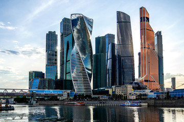 Fototapeta na wymiar Moscow business center against the evening sky.