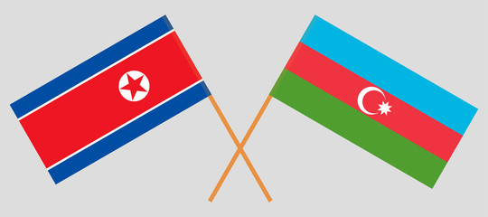 Azerbaijan and North Korea. Crossed Azerbaijani and Korean flags