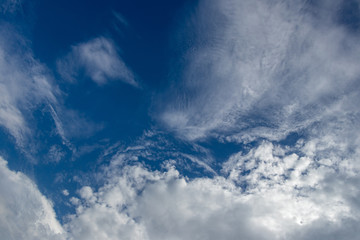 Blue sky with white clouds after the rain.