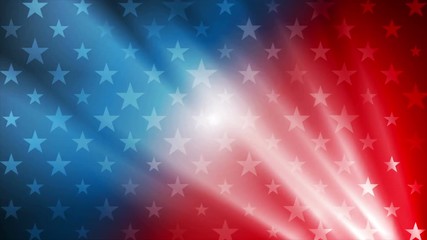 USA colors, stars and rays abstract bright motion design