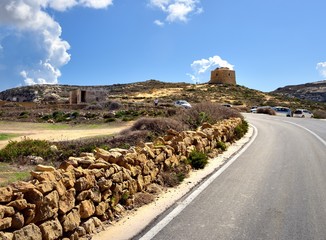 Watch tower on the hillside of Gozo