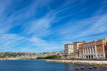 View of the west sea bay at coast of Naples, Italy.