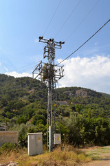 Electric pole for power distribution. Turkey