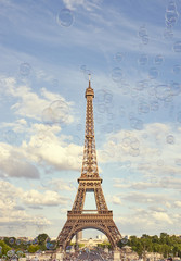 Paris - Eiffel Tower with Soap Bubbles in the Summer