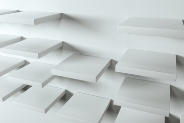 3d rendering, the cubic platform in the white empty room.
