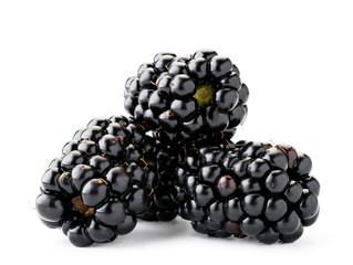Ripe BlackBerry close-up on a white. Isolated.