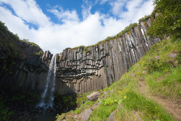 Svartifoss falls in summer season view, Iceland