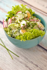 Bright salad with fresh vegetables