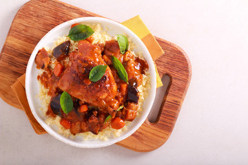 Couscous with chicken thigh and vegetables