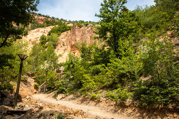 Devil's town (Djavolja Varos), Sandstone structures with stones on top. Interesting rock formations made by strong erosion on Radan mountain in Serbia.