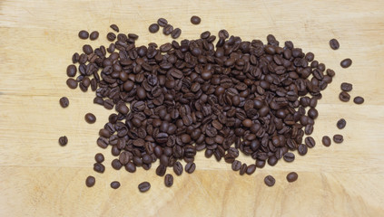 Fototapeta na wymiar coffee grains on a blackboard