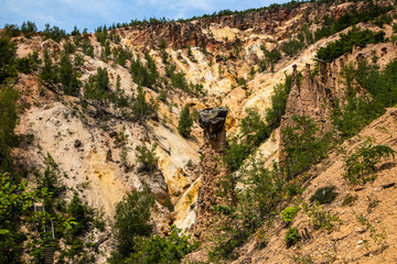 Devil's town (Djavolja Varos), Sandstone structures with stones on top. Interesting rock formations made by strong erosion on Radan mountain in Serbia.