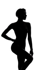 slim girl showing her body after losing weight. body care concept. close up portrait. studio shot