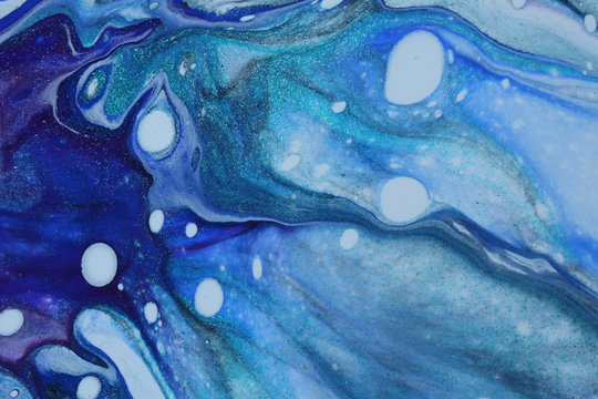 Abstract Acrylic Pour Painting for backgrounds in dark night colors.