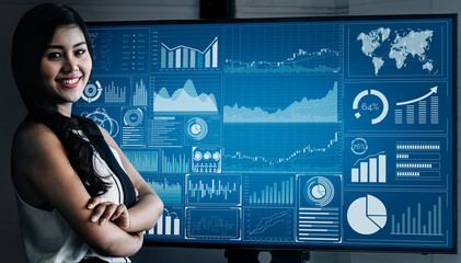 Data Analysis for Business and Finance Concept. Graphic interface showing future computer...