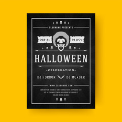 Halloween party flyer celebration night party poster design vintage typography template vector illustration