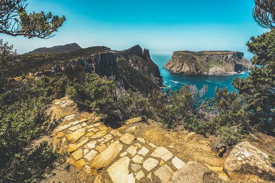 Beautiful coast landscape of Tasman National Park in Tasman peninsula, Tasmania, Australia.