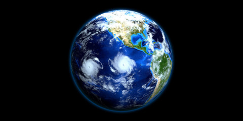 Tropical Storm Erick Extremely Detailed and realistic high resolution 3d illustration. Shot from Space. Elements of this image are furnished by NASA.