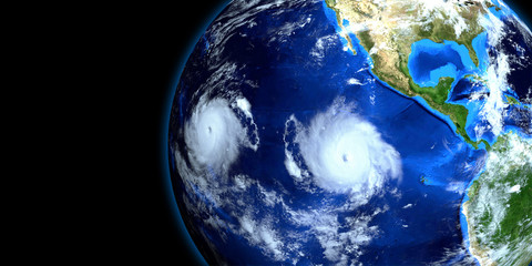 Tropical Storm Erick Extremely Detailed and realistic high resolution 3d illustration. Shot from Space. Elements of this image are furnished by NASA.