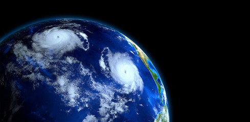 Tropical Storm Erick Extremely Detailed and realistic high resolution 3d illustration. Shot from Space. Elements of this image are furnished by NASA.