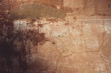 Cracked and peeling paint old wall background.