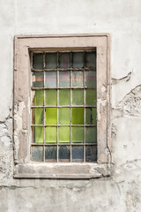 Obraz premium Petrovaradin, Serbia - July 17. 2019: Petrovaradin fortress; Ruined windows of the building at the foot of the fortress