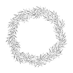 Hand drawn wreath. Pencil illustration.