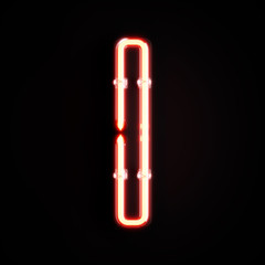 Neon light alphabet character I font
