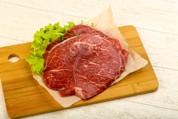 Raw beef schnitzel
